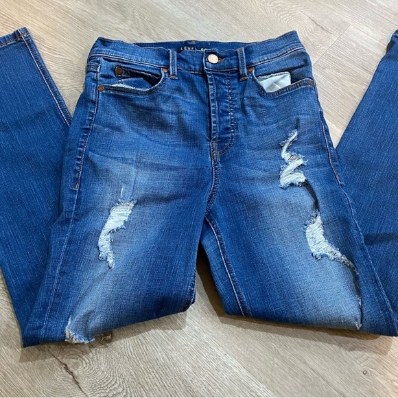 Level 99 Distressed Blue High Waist Jeans - Picture 4 of 12